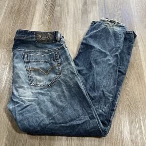 Diesel Safado Slim Straight Blue Jeans Size 36x30 Distressed